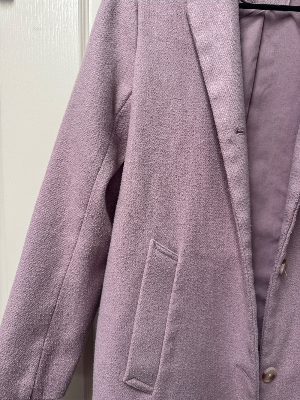 Abercrombie & Fitch Pastel Lilac Single-Breasted Wool Coat - Picture 5 of 11